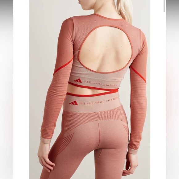 Stella McCartney Tops - Stella McCartney Red and Tan Open Back Long Sleeve Top